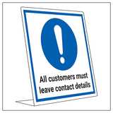 COVID-Secure Desk Sign - Customer Leave Contact Details
