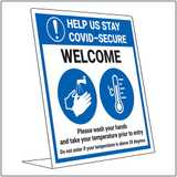 COVID-Secure Desk Sign - Wash Hands - Take Temperature