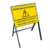 COVID-Secure Premises - Follow Instructions Stanchion Frame