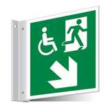 Fire Exit WChair Down Right/Left Corridor Sign 