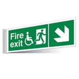 Fire Exit WChair Down Right/Left Corridor Sign - Landscape