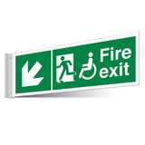 Fire Exit WChair Down Left/Right Corridor Sign - Landscape