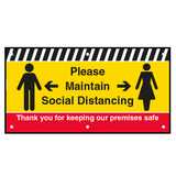 Please Maintain Social Distancing On Our Premises Banner