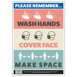 Wash Hands, Cover Face, Make Space Poster
