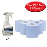 6 x Centrefeed Blue Rolls & 6 x 500ml Microsafe Surface Sprays