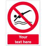 Custom No Diving Safety Sign