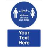 Custom Social Distancing 1m+ Minimum Distance At All Times Sign