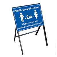 COVID-Secure Premises - Comply With Instructions Stanchion Frame