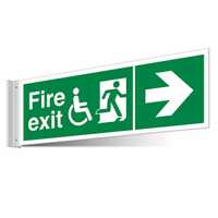 Fire Exit WChair Right/Left Corridor Sign - Landscape
