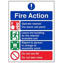 Fire Action 4 Point Fire Action Notice - Do Not Use Lift