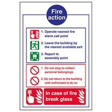Fire Action Notice - In Case Of Fire Break Glass