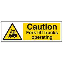 Caution Fork Lift Trucks Operating - Landscape