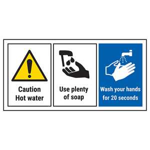 Caution Hot Water/Wash Hands For 20 Seconds