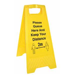 Please Queue Here And Keep Your Distance Floor Stand