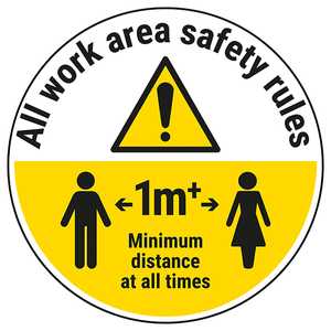 Work Area Rules - Keep 1m Distance Temporary Floor Sticker
