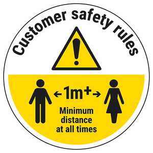 Customer Rules - Keep 1m Distance Temporary Floor Sticker