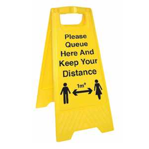 Please Queue Here And Keep Your Distance - 1M - Floor Stand