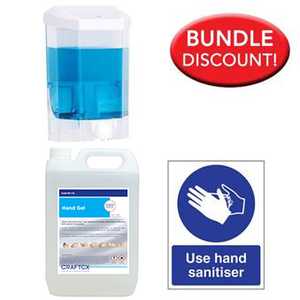 5L Alcohol Sanitiser, Manual Dispenser Kit + Free Sign