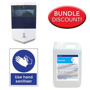 5L Alcohol Sanitiser, Automatic Dispenser Kit + Free Sign