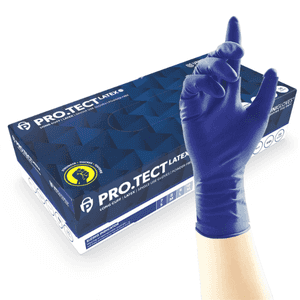 Pro.Tect Long Cuff Blue Latex Gloves