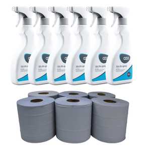 6 x Azo™ 70% IPA Disinfectant Spray & 6 x Centrefeed Blue Rolls
