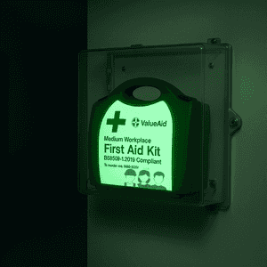 Clear Cabinet with Glow in the Dark BS8599-1 Medium First Aid Kit