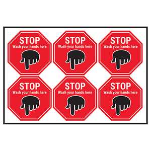 STOP Wash Your Hands Here - Pointing Hand