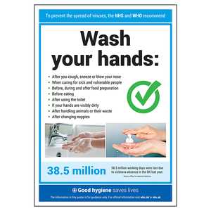 Wash Your Hands Green Tick Poster