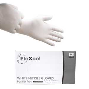 FleXcel Powder Free White Nitrile Gloves