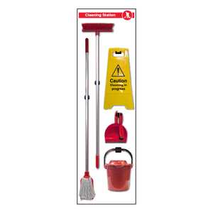 Cleaning Station Shadow Board - Red - Large