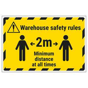 Warehouse Safety Rules 2m Temporary Floor Sticker