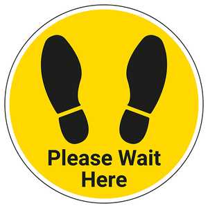 Please Wait Here With Footprint Temporary Floor Sticker