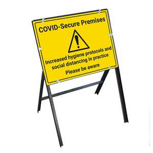 COVID-Secure Premises - Please Be Aware Stanchion Frame
