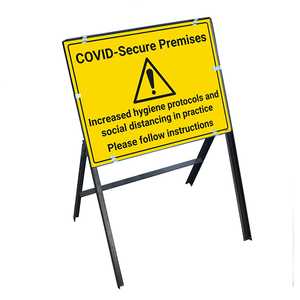 COVID-Secure Premises - Follow Instructions Stanchion Frame