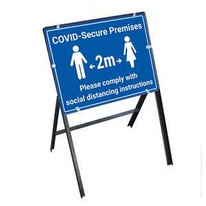 COVID-Secure Premises - Comply With Instructions Stanchion Frame