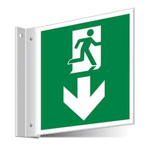 Fire Exit Arrow Down Corridor Sign
