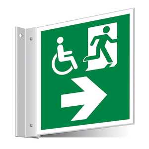 Fire Exit WChair Right/Left Corridor Sign 