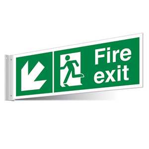Fire Exit Down Left/Right Corridor Sign - Landscape