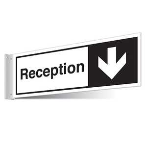 Reception Arrow Down Corridor Sign 