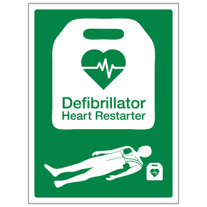 Defibrillator Heart Restarter Sign – RESUS Council & BHF Approved