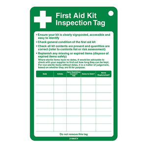 First Aid Kit Inspection Tag