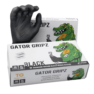 Tough Glove Gator Gripz Black Nitrile Gloves