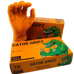 Tough Glove Gator Gripz Orange Nitrile Gloves