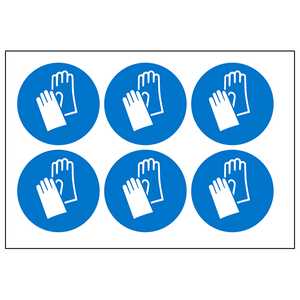 Hand Protection Vinyl Labels On A Sheet