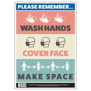 Wash Hands, Cover Face, Make Space Poster