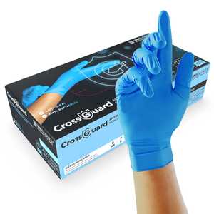 Unigloves CrossGuard Antimicrobial Blue Powder Free Nitrile Gloves