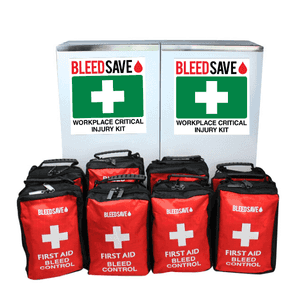 Double Door Workplace Critical Injury Kit Cabinet with 8 x Critical Injury Kits