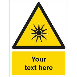Custom Optical Radiation Warning Safety Sign
