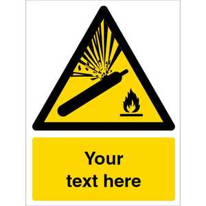 Custom Pressurised Cylinder Warning Safety Sign