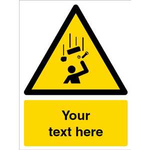 Custom Falling Objects Warning Safety Sign